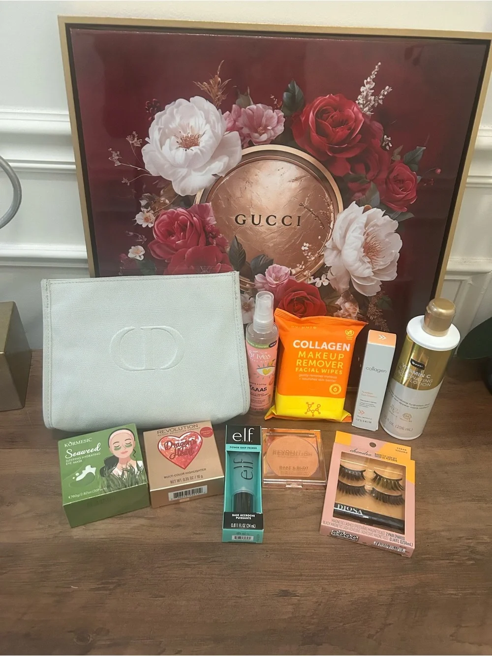 Dior Cosmetic Pouch with Beauty & Glow Bundle